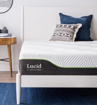 Colchón híbrido de látex LUCID de 12 pulgadas - Espuma viscoelástica - Látex receptivo - Bobinas de acero - Sensación media - Temperatura neutra